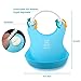 Lizber Waterproof Baby Bibs Food Catcher 3 PCS (Blue, Yellow, Green) Roll - up Deep Pocket Soft Adjustable Neckband