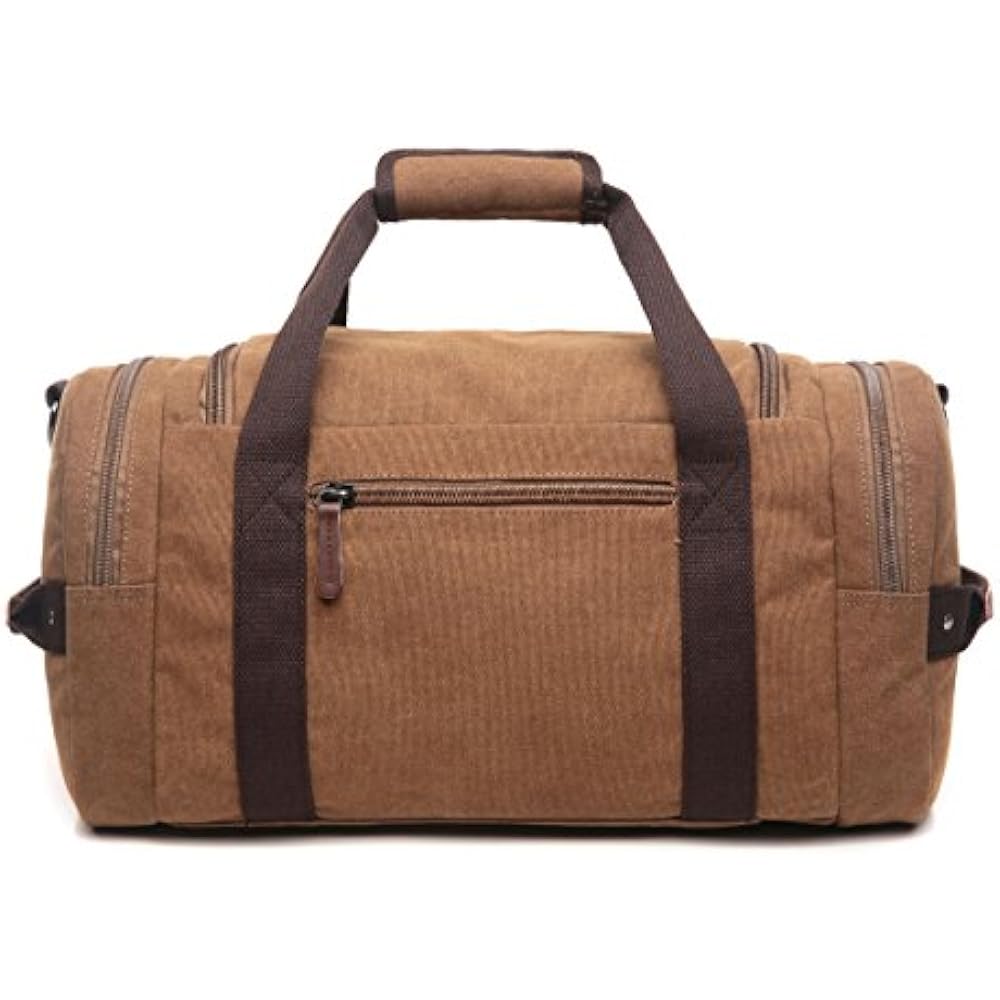CrossLandy Canvas Gym Bag For Men Women Leather Overnight Travel Carry