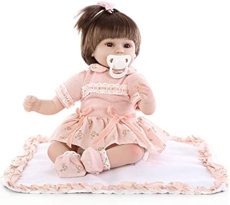 kaiCran Mini Cute La Baby 21-inch Realistic Reborn Doll Soft Silicone Vinyl Lifelike Baby Doll with Dress and Socks