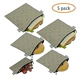 Reusable Sandwich Bags Snack Bags - Set of 5 Pack, Dishwasher Safe Lunch Bags with Zipper, Eco Friendly Food Wraps, BPA-Free. (WeatherIcon)