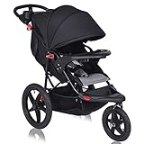 Costzon Baby Jogger Stroller, All Terrain Lightweight Fitness Jogging Stroller w/Parental Cup Phone Holder, Free Tractive Webbing, Large Storage Basket (Black)