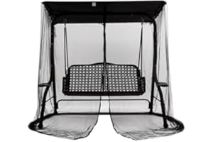 JOJOCY Patio Mosquito Netting, 3 Seater Swing Mosquito Mesh Screen w/Zipper Sunshade Waterproof Roof Porch Swing Net Outdoor Patio Netting Screen