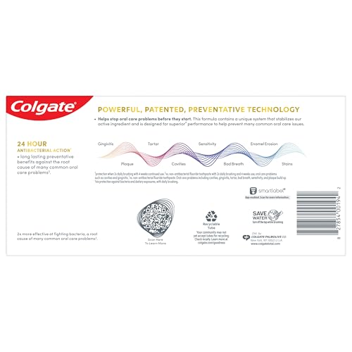 COLGATE TOTAL WHITENING TOOTHPASTE, MINT TOOTHPASTE, 5.1 OZ TUBE, 2 PACK