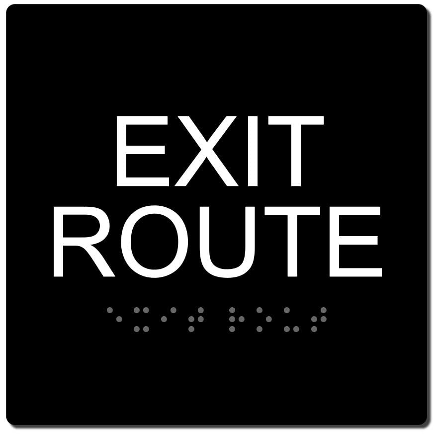Photo 1 of ADA Compliant Tactile Exit Route Sign (BLACK/WHITE)