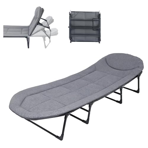 Cama Dobrável de Solteiro com Colchão Integrado, Estrutura de Aço Reforçada de 24mm e Suporte para até 220kg, Tecido de Linho e Oxford, Design de 8 Pés