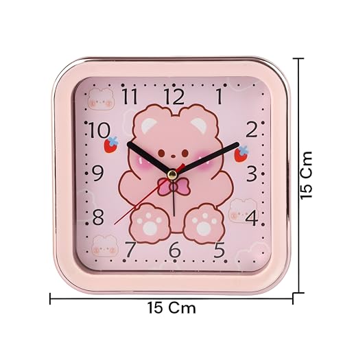De'rons Analog Table Alarm Clock for Heavy Sleepers Alarm Clock for Study Table Funny Cute Bear Cartoon Poster Alarm Clock for Girls Kids Boys Bedroom 15 x 15 cm 3