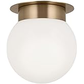 Kichler Albers 8.0 Inch 1 Light Flush Mount Ceiling Light with Opal Glass in Champagne Bronze 52586CPZ