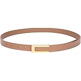 YooAi Womens Leather Belt Skinny Waist Belt for Dresses Jeans Pants with Gold Buckle