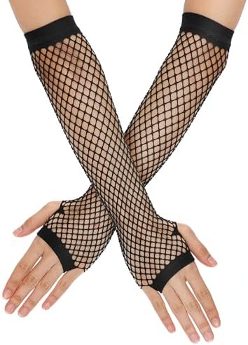Yolev Guantes Largos De Tul Con Lunares, Malla Transparente Negra, Accesorio De Encaje Para Bodas, Halloween Y Fiestas De Disfraces