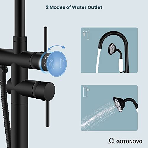 Freestanding Bathtub Faucet with Hand Held Shower Spray Black Tub