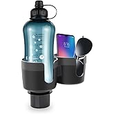 HoneTeek Car Cup Holder Expander, 2 in 1 Cup Holder Expander with Adjustable Base, Cup Holder Insert for 10-46 OZ Bottles, Cups, Extra Automotive Cup Holder for Car Fits for Yeti, Hydroflask