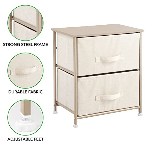 mDesign Small Storage Dresser End/Side Table Night Stand with 2 Removable Fabric Drawers