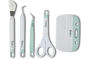 COREY-Z Craft Vinyl Weeding tools,Precision Craft Vinyl Tools Set,Weeders, Tweezers,Scissors, Spatula,XL Scraper and Felt storage bag. for Cricut/Silhouette/Siser/Oracal 631 651 751 Vinyl