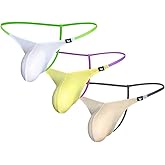 Gogobear Men's Ice Silk Thong T-Back Bulge Pouch Panties Underpants Low Rise Stretch Underwear