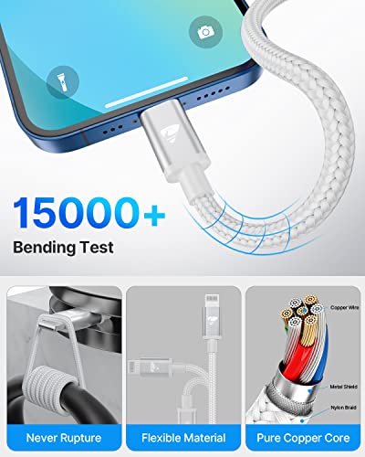 Aioneus iPhone Charger Cable 2M Type C iPhone Cable MFi Certified USB C to Lightning Cable iPhone Fast Charger Cable Compatible with iPhone 14 13 12 11 Pro Max XS XR 8 Plus iPad