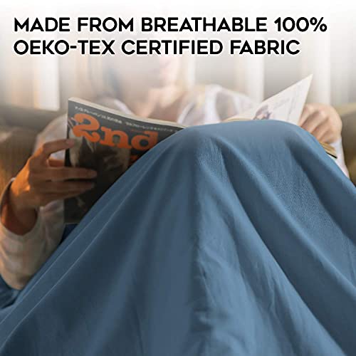 YnM 60 x 80 inch Natural Bamboo Cooling Machine Washable Duvet Cover for Weighted Blankets, 8