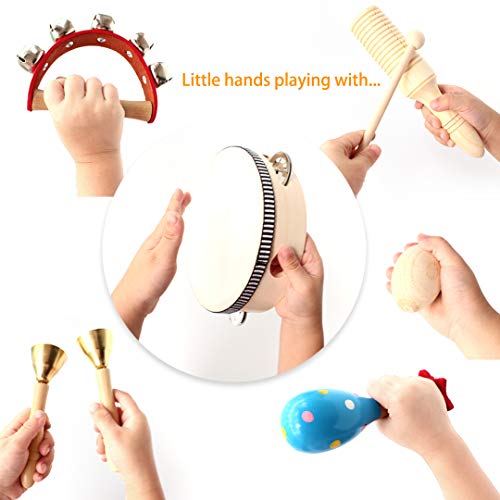 Wooden Musical Instruments Set for Children,Safe and Friendly Natural