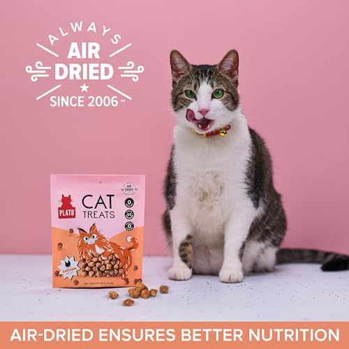 PLATO PET TREATS CAT TREATS – SINGLE INGREDIENT, HEALTHY CHICKEN TREATS FOR INDOOR CATS – AIR DRIED – 2.5 OZ