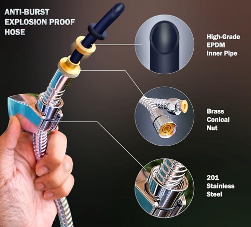 Aishini Handheld Toilet Bidet Sprayer - Shattaf Set, Jet Spray with Easy Installation, Muslim Shower for Feminine wash, Baby Cloth Diaper, Personal Hygiene, 120cm Stainless Steel Hose Pipe, Chrome