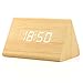 OCT17 Wooden Wood Clock, New Version LED Alarm Digital Desk Clock Adjustable Brightness, Alarm Time, Displays Time Date Temperature - Bamboo