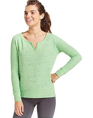 Calvin Klein Performance Split-Neck French-Terry Pullover, Green, Medium