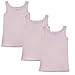 Amoureux Bebe Girls Cami Undershirts- Tagless Cotton Tank Tops-Pink/White, 3 Pk