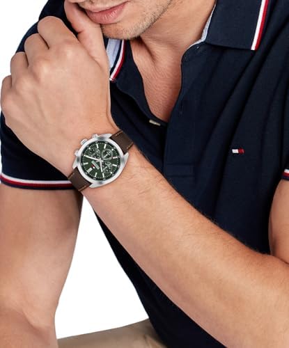 Chronograph Quarz Uhr für Herren mit Dunkel-Braunes Lederarmband - 1710719