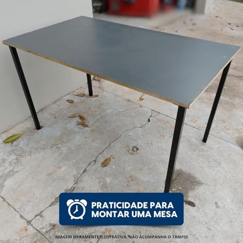 Cannes Pés de Mesa Industrial, 75 cm, Aço Carbono Preto Fosco, Alta Resistência, Suporta 80 kg por Unidade, Conjunto com 4