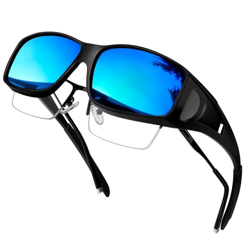KANASTAL Plus Size Over Sunglasses Men and Women Square Polarised Over Glasses Sunglasses for Glasses Wearers UV400 Sun Protection Over Sunglasses Fit Over Sunglasses