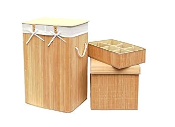 Set Of 3 Laundry Hampers Bamboo Square Wicker Clothes Bin Baskets Storage Bin Organizers Retail Dump Bin 100205 Amazon In Home Kitchen