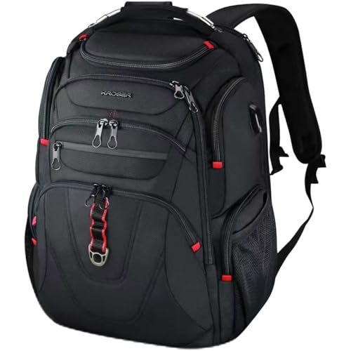 KROSER Travel Laptop Backpack Heavy Duty Computer Backpack with Hard Shell Saferoom RFID Pockets Water-Repellent Business College Daypack Stylish School Laptop Bag for Men/Women