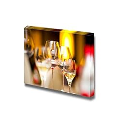 Canvas Prints Wall Art - Glass of Wine on Table Ideal for Resturant or Bar Wall Art | Modern Wall Decor/Home Art Stretched Gallery Canvas Wraps Giclee Print & Ready to Hang - 12" x 18"