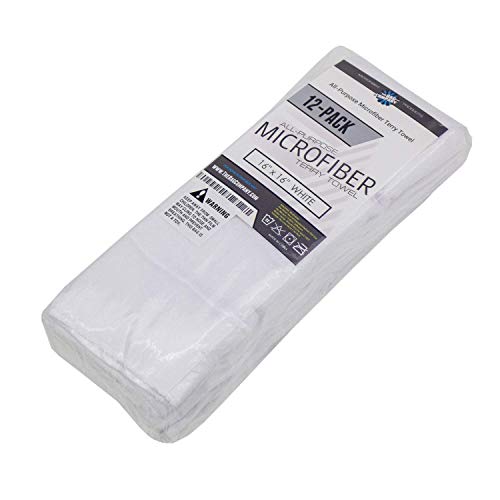 (12-Pack) 16 in. x 16 in. Commercial Grade All-Purpose Microfiber Highly Absorbent, LINT-Free, Streak-Free Cleaning Towels - THE RAG COMPANY (White) - Thumbnail 4