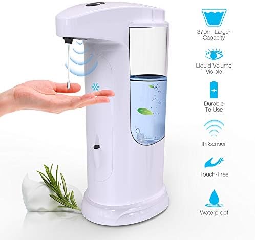 VIINFFU Automatic Soap Dispenser, 370ML Infrared Motion Sensor Liquid Dispenser with 3 Adjustable Levels Hand Soap Dispenser for Kitchen and Bathroom