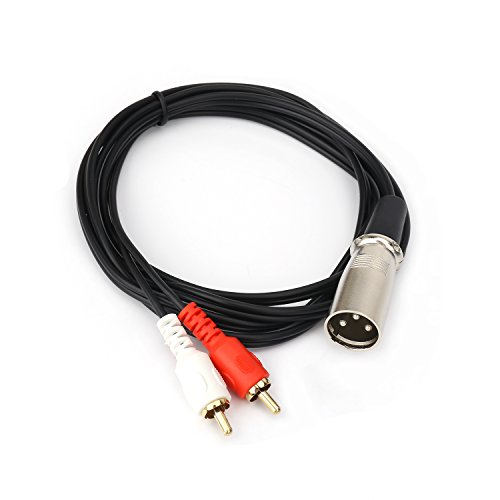 SiYear XLR Y Splitter Patch Cable, 1 XLR male to 2 RCA Male Plug Adapter Cable, 3 pin xlr mic splitter,rca phono line ,2RCA to XLR 5FT (1.5m)