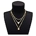 Zealmer Women Layered Gold Chain Layering Necklace Choker Necklace Pendant Triangle Round Sequins