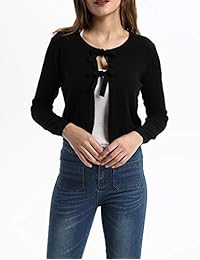 Kate Kasin Women's Open Front Knit Cropped Bolero Shrug Cardigan Sweater Long Sleeve