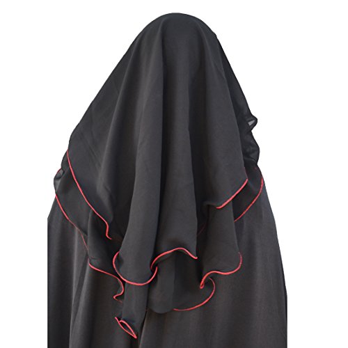 Niqab hijab 3-layer fluttery butterfly saudi face veil (red)