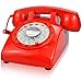 ECVISION 1960's Style Rotary Retro Old Fashioned Dial Home Telephone with Red Color