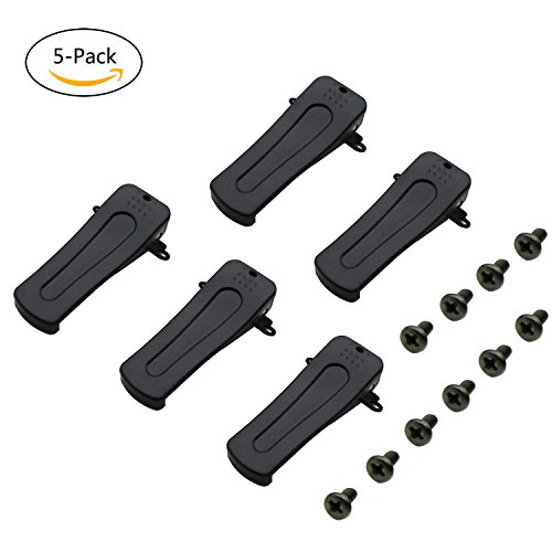 HXDZFX 5pcs Black Color Belt Clip for Baofeng Two-Way Radio BF-666S/ BF-777S/ BF-888S, Screws are Included