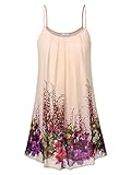 WAJAT Women's Summer Casual Spaghetti Strap Sundress Sleeveless Beach Slip Dress XL Apricot Floral