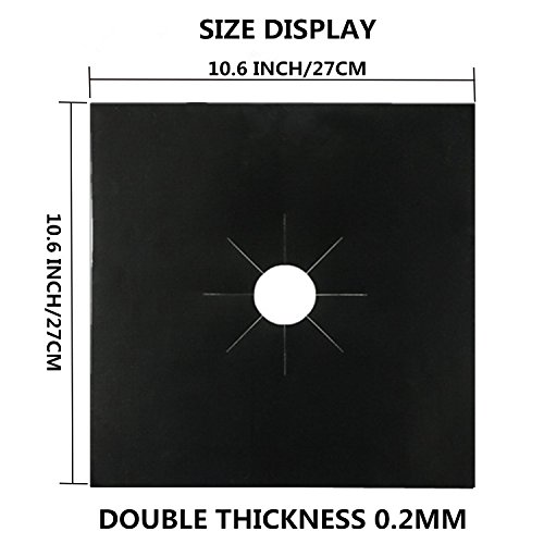Reusable Gas Stove Burner Covers - 6 Pack Non-stick Stovetop Burner Liners Gas Range Protectors for Kitchen Size 10.6â€ x 10.6â€ Double Thickness 0.3mm, Cuttable, Dishwasher Safe, Easy to Clean