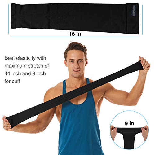 KMMIN Arm Sleeves, UV Protection Sleeves for Driving Cycling Golf Basketball Warmer Cooling Arm Sleeves UPF 50 Sunblock Protective Gloves for Men Women Adults Covering Tattoos(2Black)