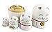 Creative Cute Fortune Cat Lucky Cat Handmade Wooden Russian Nesting Dolls Matryoshka Dolls Set 5 Pieces For Kids Doll Toy Birthday Christmas Gift Home Decoration (White)