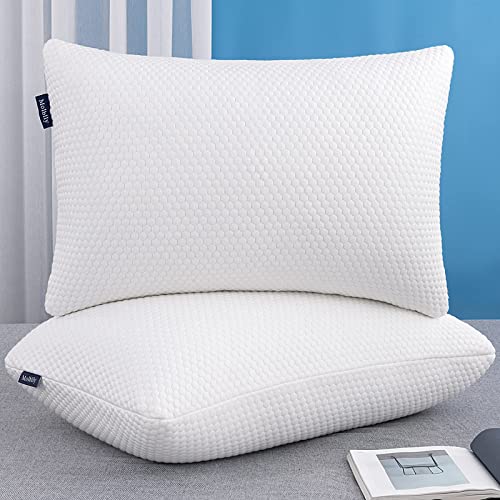 Molblly Queen Pillows 2 Pack, Shredded Memory Foam Bed Pillows Set of 2