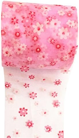 3" X 25Yards Flower Tulle Fabric Spool/Roll for DIY Craft, Gift Wrapping, Decoration, Clothes - 10 Colors (pink)