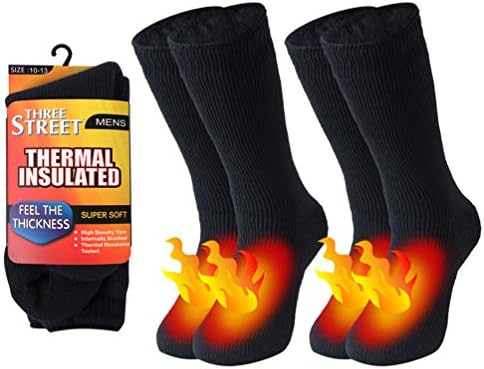 Warm Thermal Socks, Three street Unisex Winter Fur Lined Boot Thick Insulated Heated Socks For Cold Weather