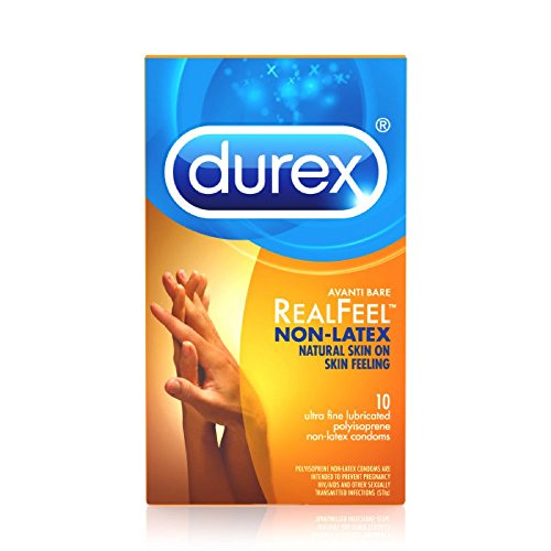 Durex Condom Real Feel Non Latex Condoms, 30 Count (3x10) - Ultra Fine & Lubricated for skin on skin feeling