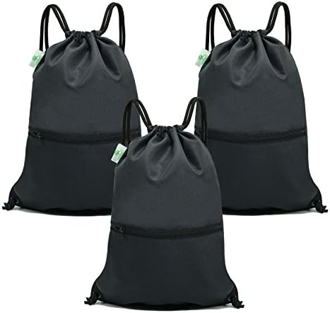 HOLYLUCK Men &amp; Women Sport Gym Sack Drawstring Backpack Bag- 3black