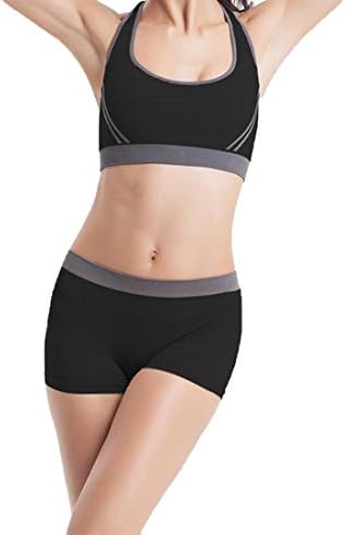 xiaokong Women's Back Cross Solid Sprots Comfy Sexy Bra and Panties Black M